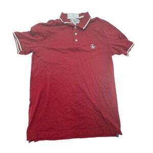 Original Penguin Polo Shirt Mens Small Red Excellent Tipped Golf Short Sleeve